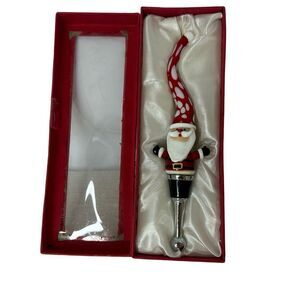 Hand blown Santa wine stopper w/box